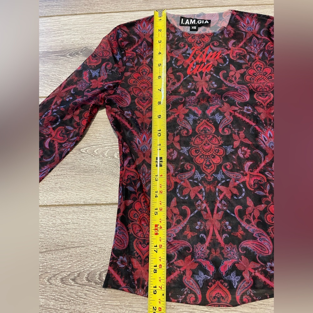 I.Am.Gia Silene Sheer Tattoo Long Sleeve Top Size XS - Picture 8 of 9